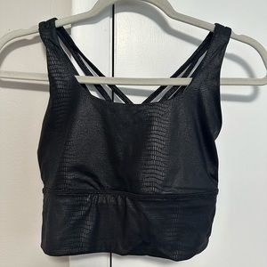 CRZ YOGA Black Textured Strappy Sports Bra